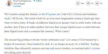 XRP is Best Positioned, Brad’s Diehard Claim on XRP Over JPM Coin