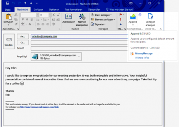 Send XRP via Email With MoneyMessage Add-In Integrated Into Microsfot Outlook