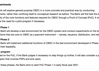 Lender of Japan Starts CBDC Evidence-of-Concept Screening Stage 1 Currently